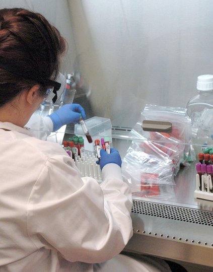 Blood samples from the Washington COVID-19 Biorepository being prepared for analysis at the PATH laboratory