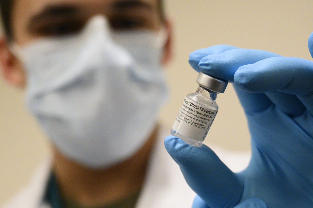 A vial of the Pfizer-BioNTech COVID-19 vaccine.