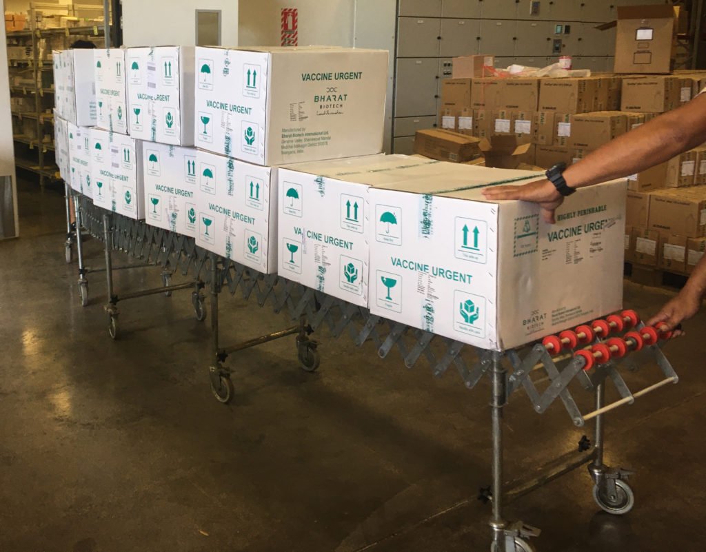 Photo: Delivering TCV to a warehouse in Samoa ahead of introduction. Credit: TyVAC/Jane Han